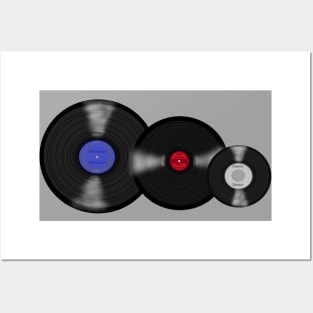 Vinyl Records Trio (Gray) Posters and Art